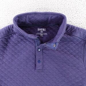 Rhone Sweater Mens Medium Blue Gramercy Pullover Quilted 1/4 Snap Long Sleeve